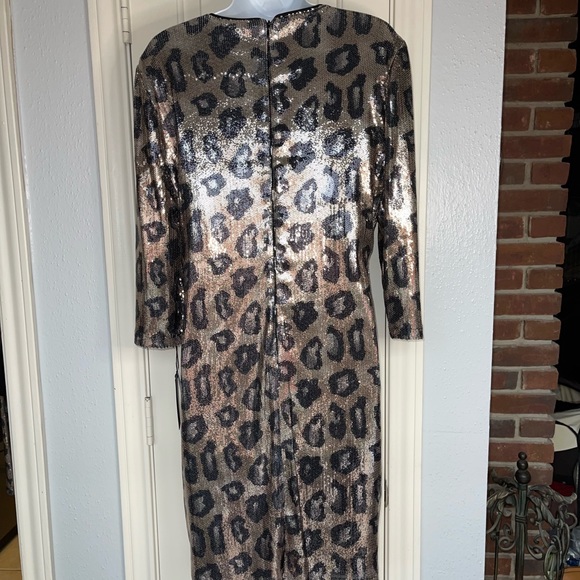 Nicole Miller Lizzie Sequin Sheath Midi Dress. Leopard Brown. Size 8. NWT! - Picture 8 of 11